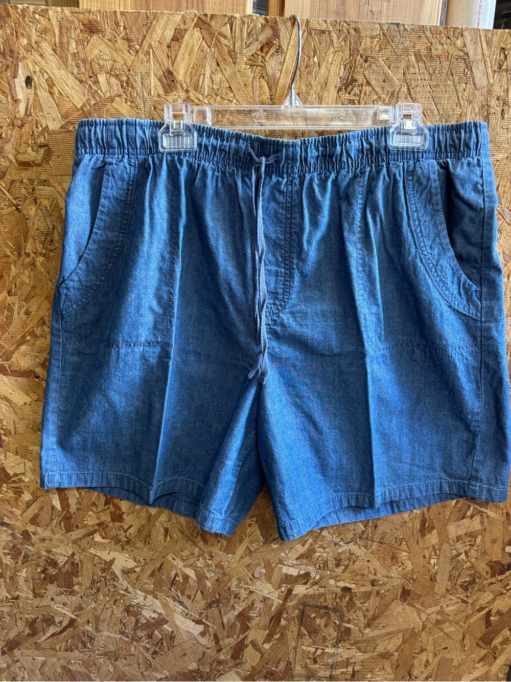 Basic Editions Men's Blue Drawstring Flat Front Shorts